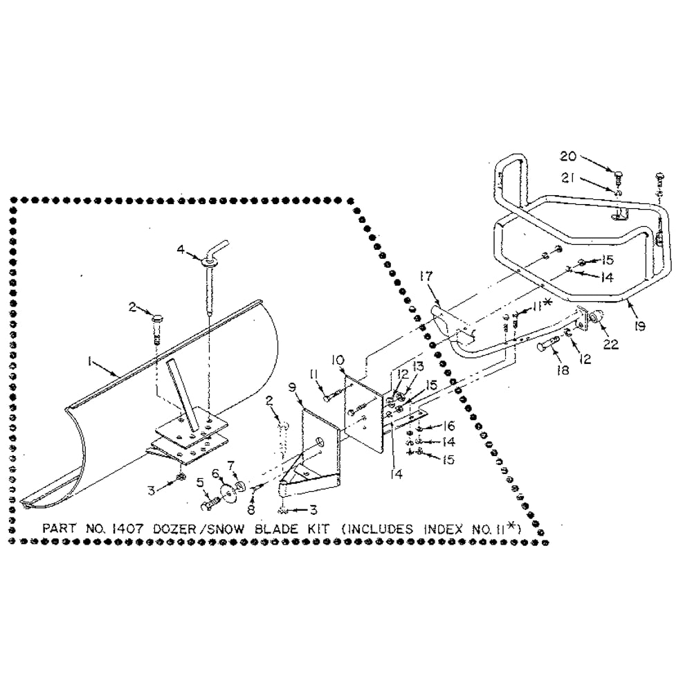 Dozer/Snow Blade Attachment (Figure 10) Diagram and Parts List for HORSESERIAL916107ANDUP  Troy-Bilt Tiller