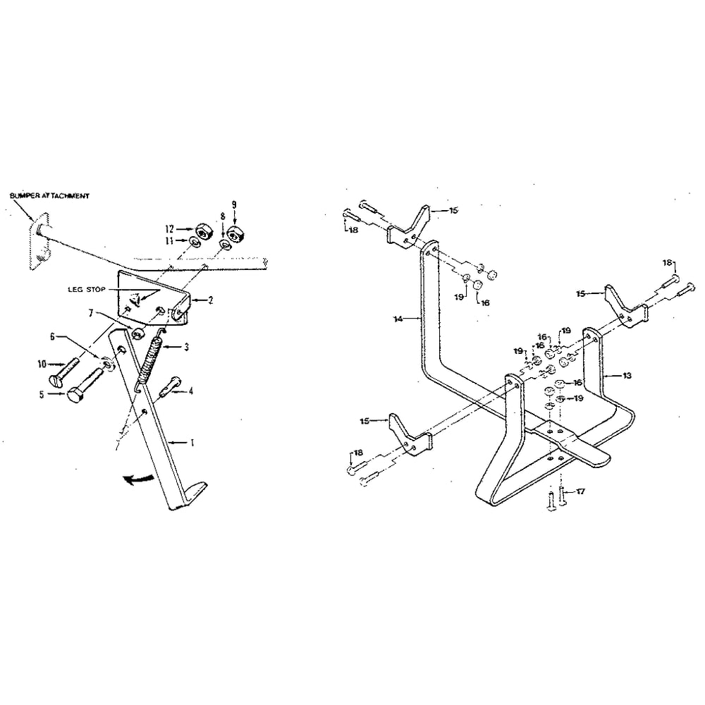 Kickstand Tine Attachment Cradie (Figure 12) Diagram and Parts List for HORSESERIAL916107ANDUP  Troy-Bilt Tiller