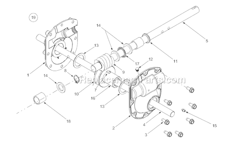 Auger Gear Assembly Diagram and Parts List for 10530 2003 Troy-Bilt Snow Blower