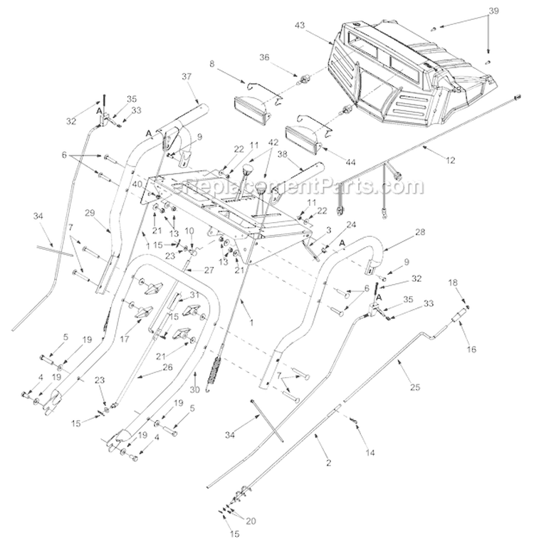 Page F Diagram and Parts List for 10530 2004 Troy-Bilt Snow Blower