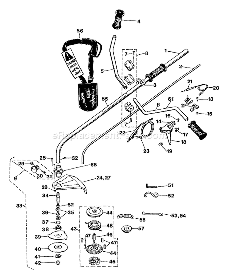 Page B Diagram and Parts List for 11069  Troy-Bilt Brush Cutter