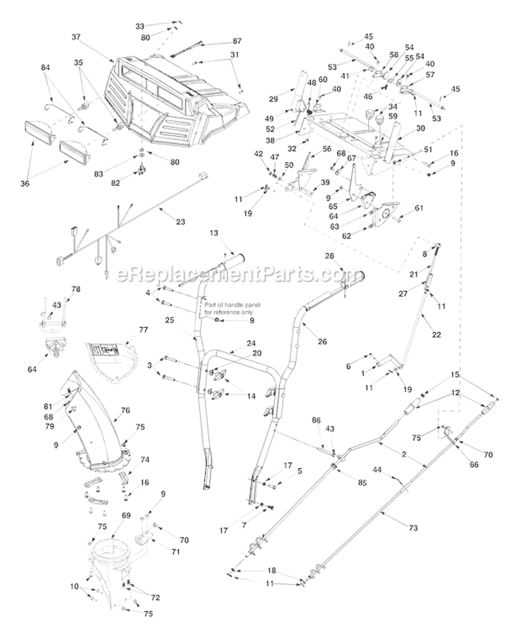 Handle Diagram and Parts List for 1130 2005 Troy-Bilt Snow Blower