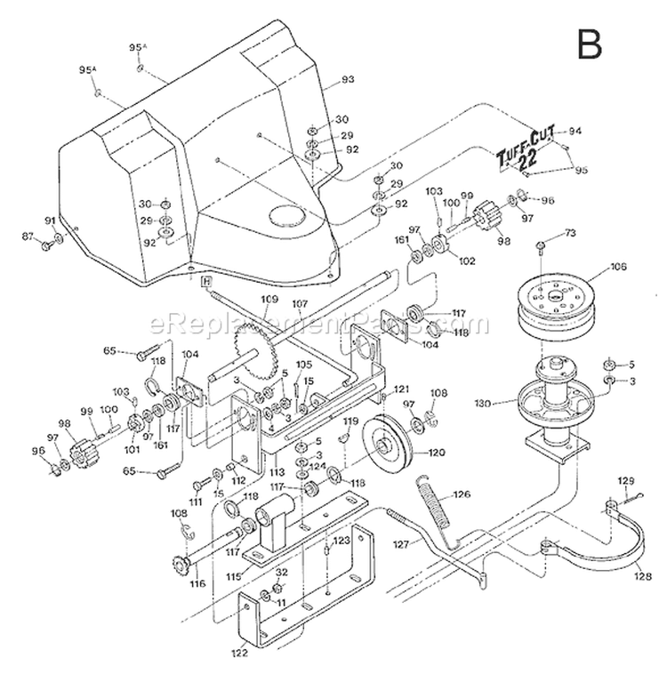 Page D Diagram and Parts List for 11364  Troy-Bilt Lawn Mower