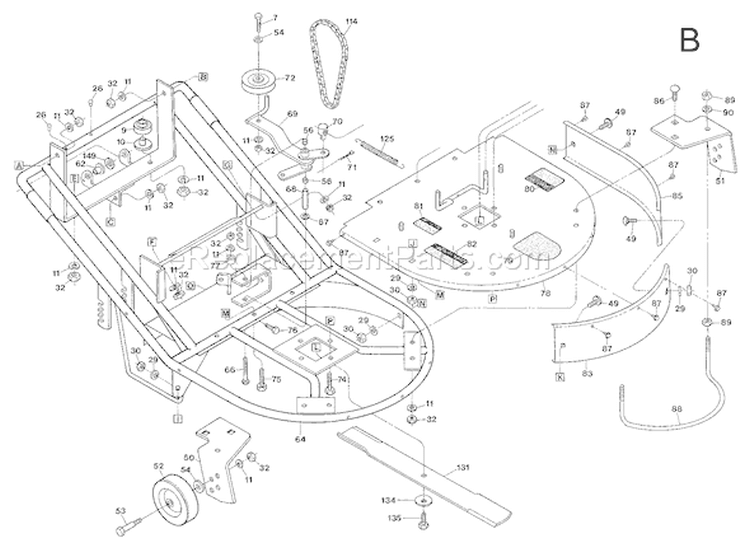 Page C Diagram and Parts List for 11366  Troy-Bilt Lawn Mower