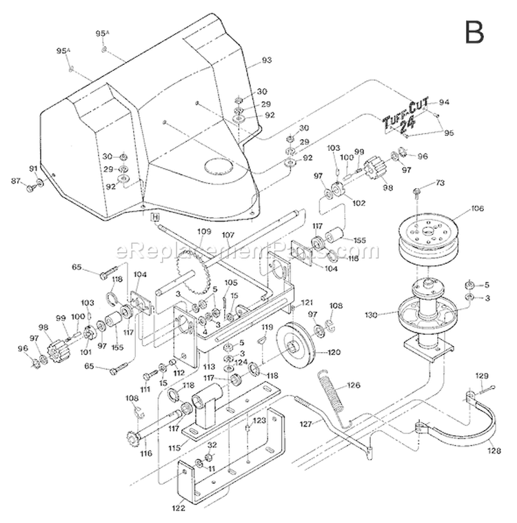 Page D Diagram and Parts List for 11366  Troy-Bilt Lawn Mower