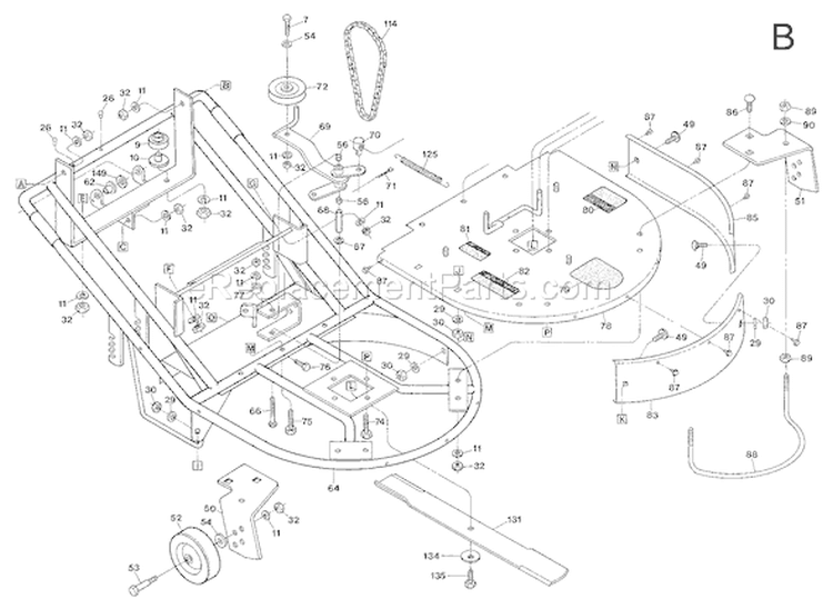 Page C Diagram and Parts List for 11368  Troy-Bilt Lawn Mower
