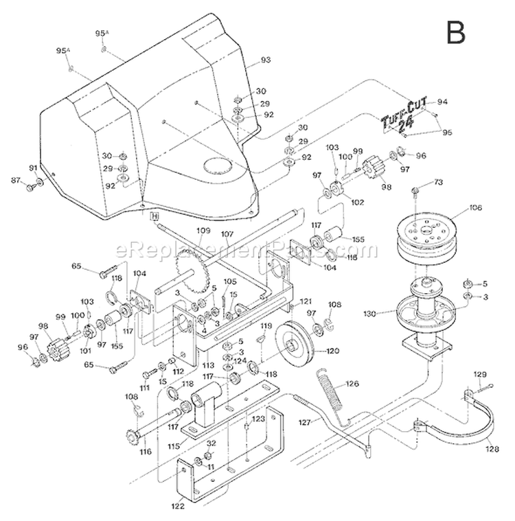 Page D Diagram and Parts List for 11368  Troy-Bilt Lawn Mower