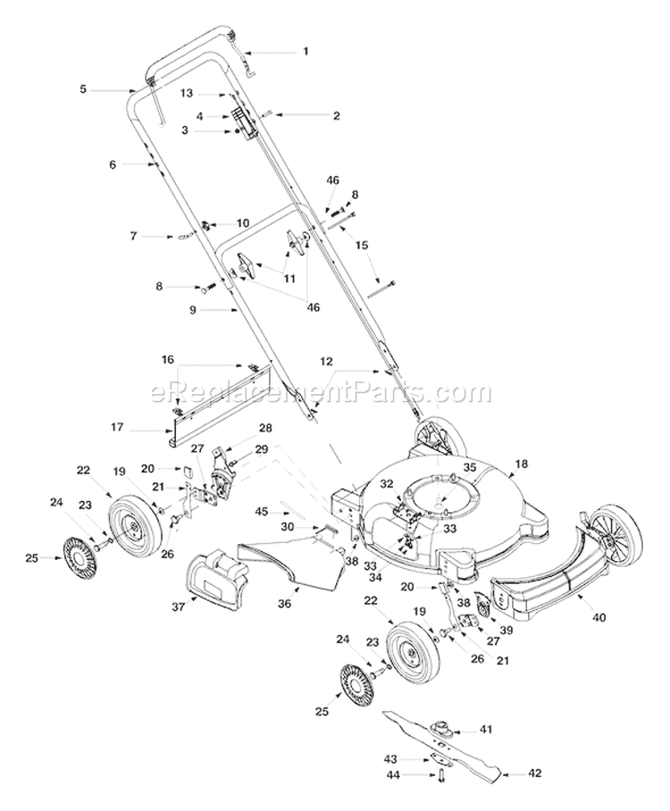 Page A Diagram and Parts List for 11A-106N063 2002 Troy-Bilt Lawn Mower