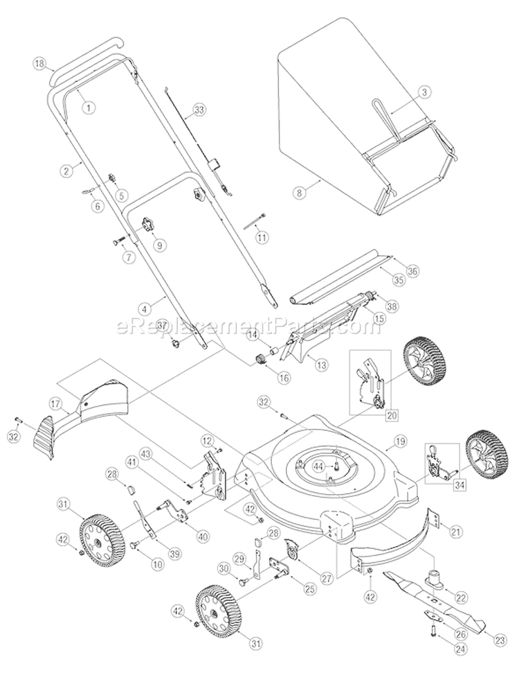 Page A Diagram and Parts List for 11A-426A711 2006 Troy-Bilt Lawn Mower