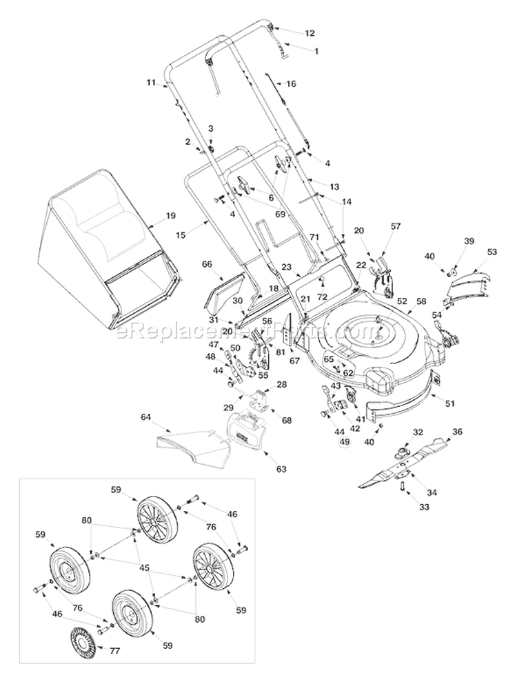 Page A Diagram and Parts List for 11A-436N063 2002 Troy-Bilt Lawn Mower