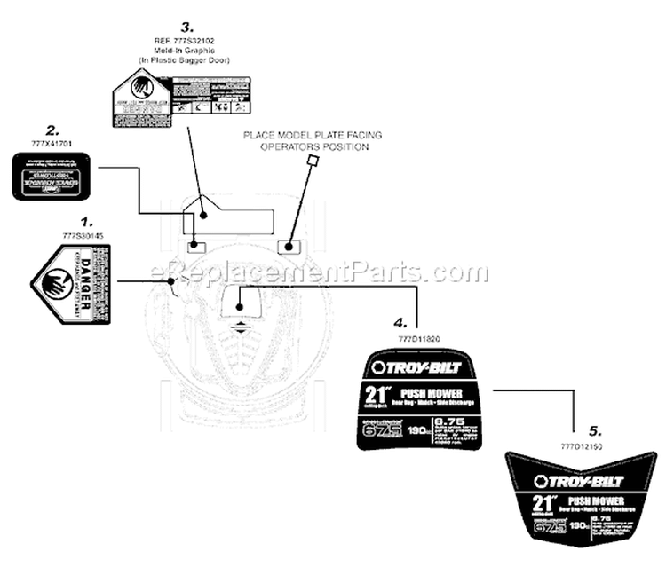 Page B Diagram and Parts List for 11A-436N063 2003 Troy-Bilt Lawn Mower