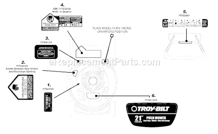 Page B Diagram and Parts List for 11A-542Q711 2008 Troy-Bilt Lawn Mower