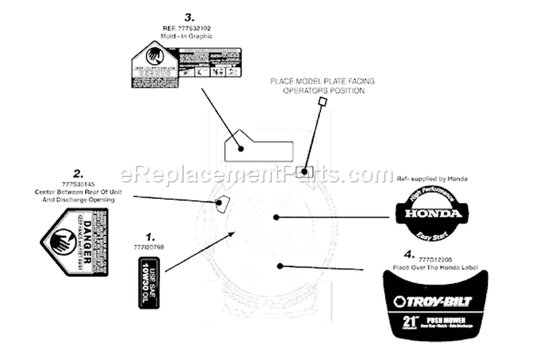 Page B Diagram and Parts List for 11A-542Q766 2008 Troy-Bilt Lawn Mower