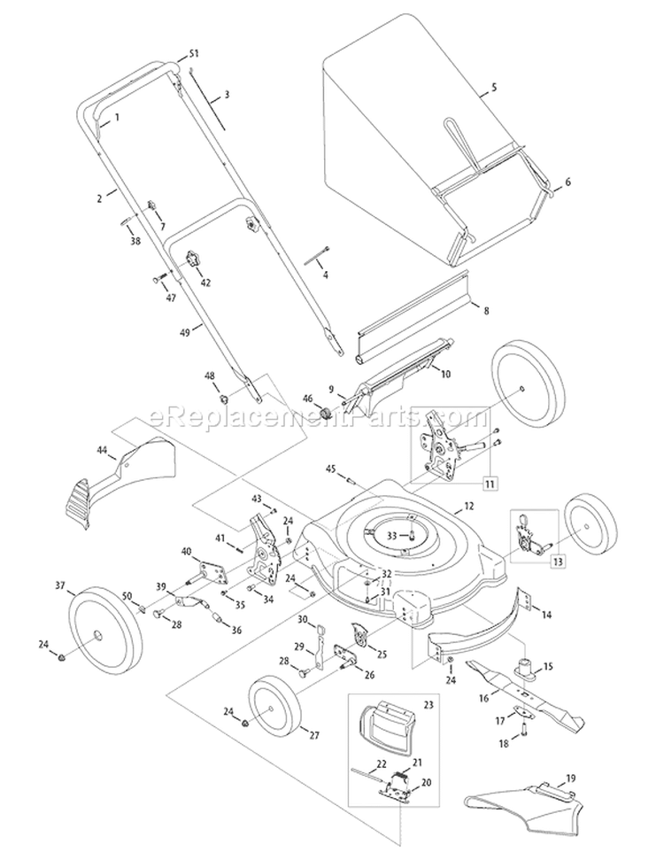 Page A Diagram and Parts List for 11A-542Q766 2009 Troy-Bilt Lawn Mower