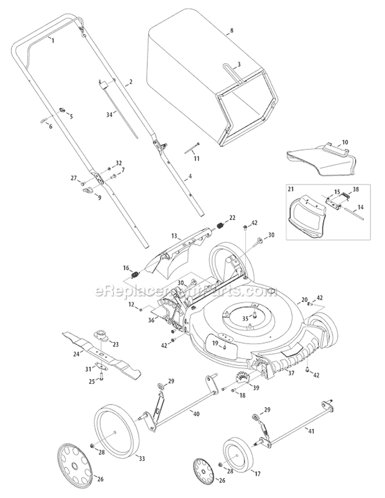 Page A Diagram and Parts List for 11A-B29Q766 2010 Troy-Bilt Lawn Mower