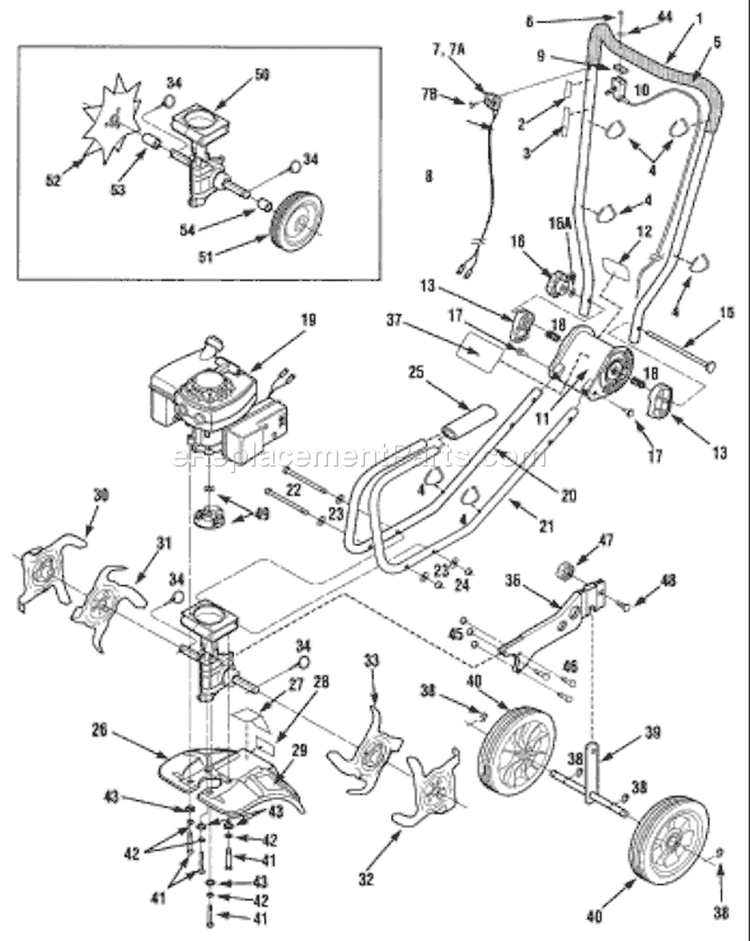 Page A Diagram and Parts List for 12215 S/N 1100101-1199999 Troy-Bilt Cultivator