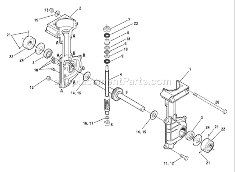 Page B Diagram and Parts List for 12216  Troy-Bilt Cultivator