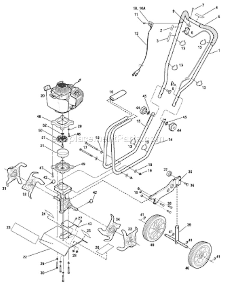 Page A Diagram and Parts List for 12334  Troy-Bilt Cultivator