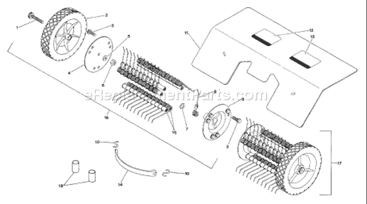 Page B Diagram and Parts List for 12575  Troy-Bilt Dethatcher