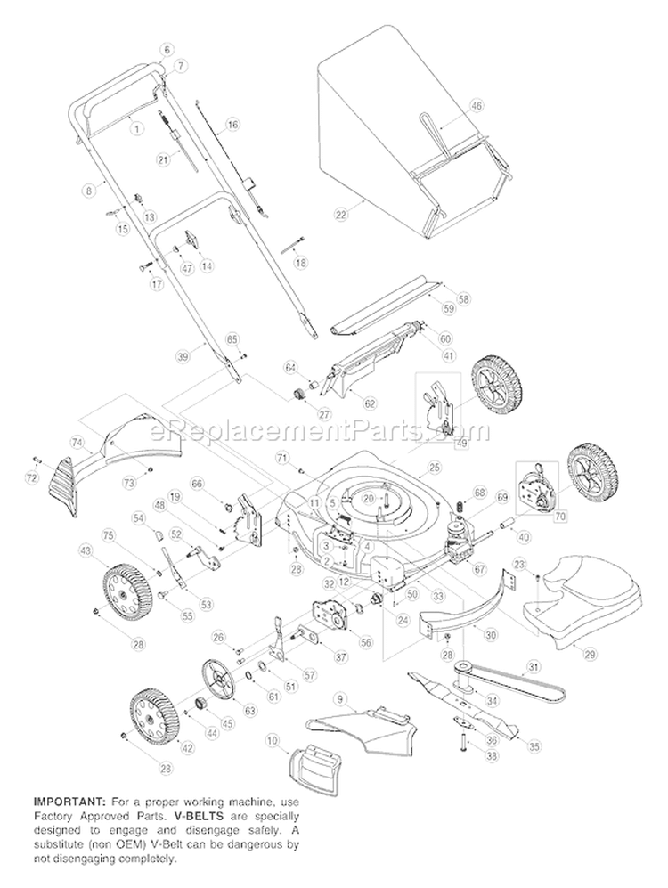 Page A Diagram and Parts List for 12A-466A711 2005 Troy-Bilt Lawn Mower