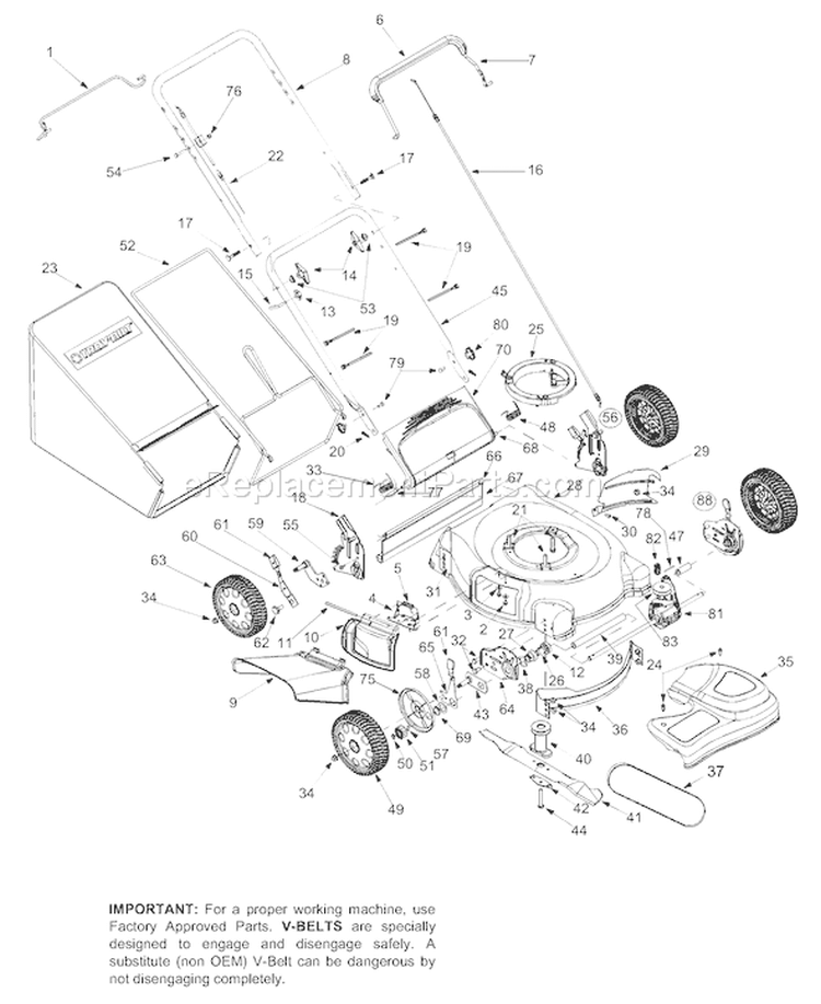 Page A Diagram and Parts List for 12A-466A766 2004 Troy-Bilt Lawn Mower