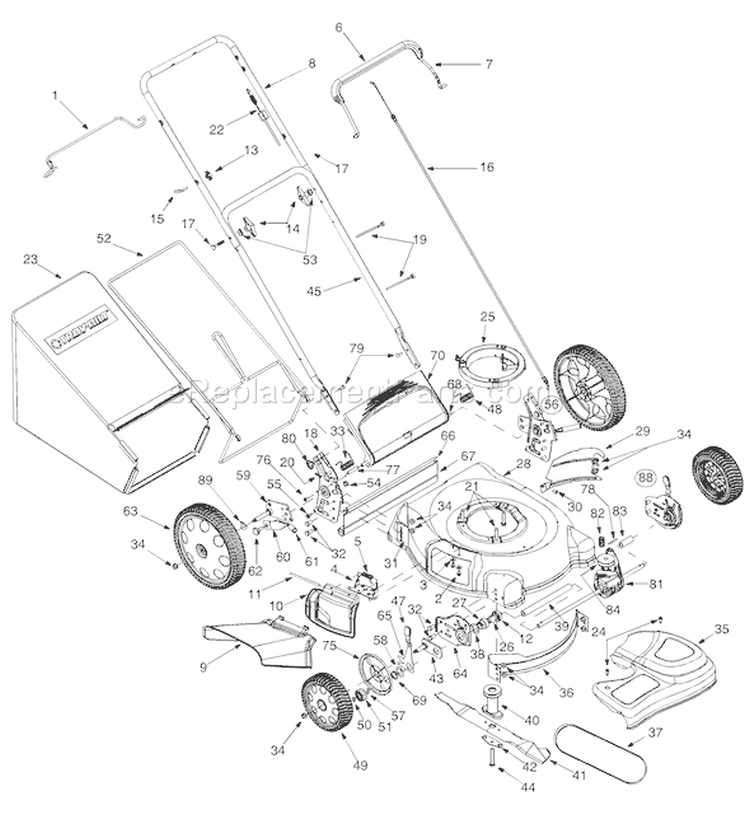 Page A Diagram and Parts List for 12A-566N711 2004 Troy-Bilt Lawn Mower