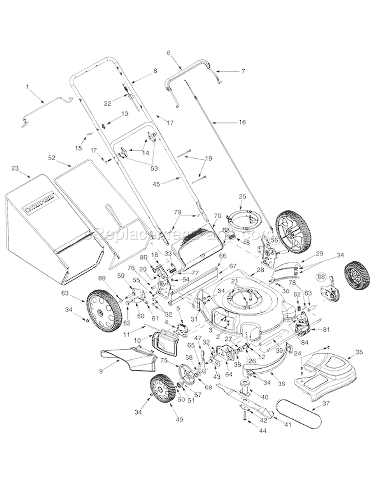 Page A Diagram and Parts List for 12A-566N766 2004 Troy-Bilt Lawn Mower
