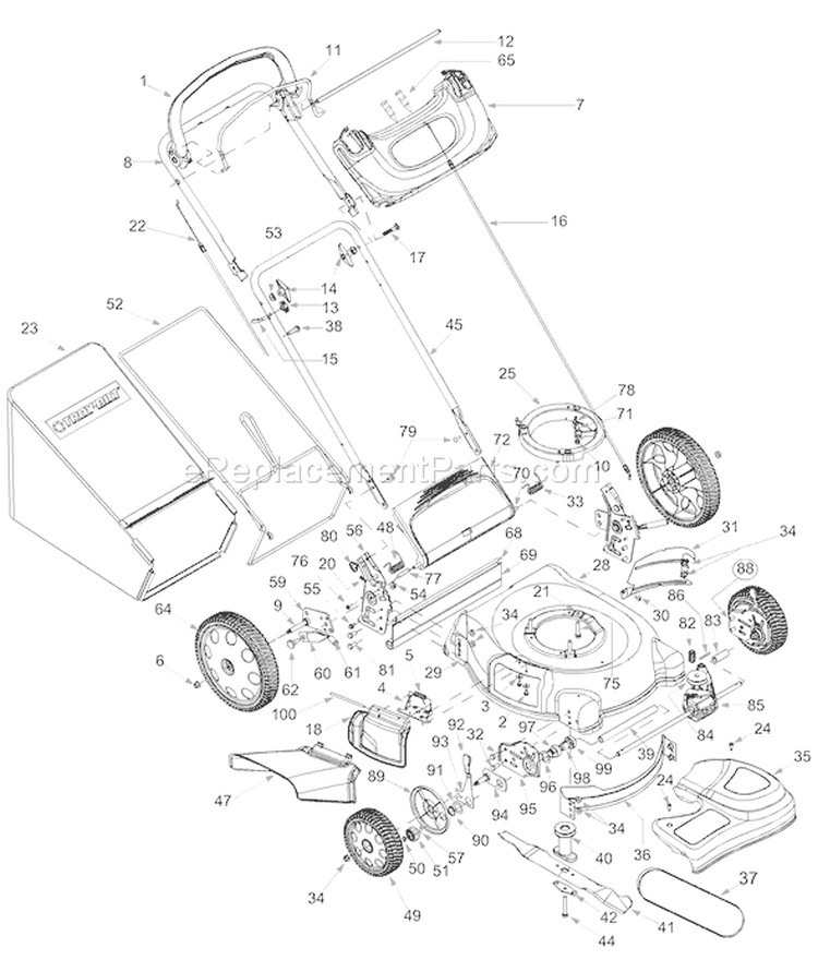 Page A Diagram and Parts List for 12AD566N711 2004 Troy-Bilt Lawn Mower