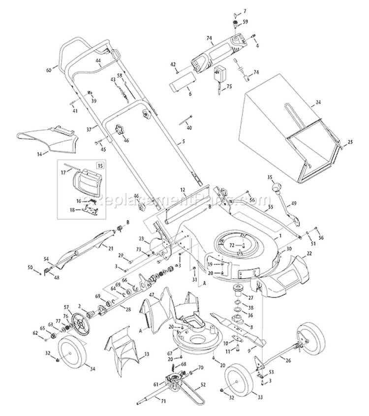 Page A Diagram and Parts List for 12AE189E211 2009 Troy-Bilt Lawn Mower