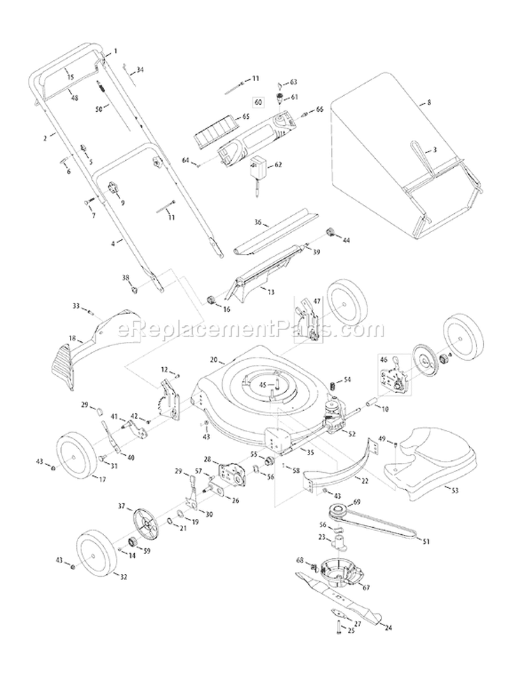 Page A Diagram and Parts List for 12AE449D066 2008 Troy-Bilt Lawn Mower