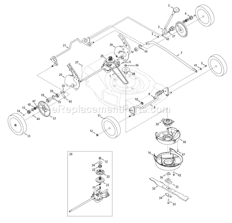 Page A Diagram and Parts List for 12AI839G211 2009 Troy-Bilt Lawn Mower