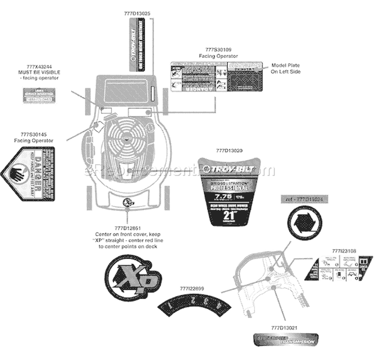 Page C Diagram and Parts List for 12AI839G211 2009 Troy-Bilt Lawn Mower