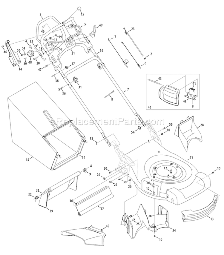 Page B Diagram and Parts List for 12AI867Q011 2008 Troy-Bilt Lawn Mower