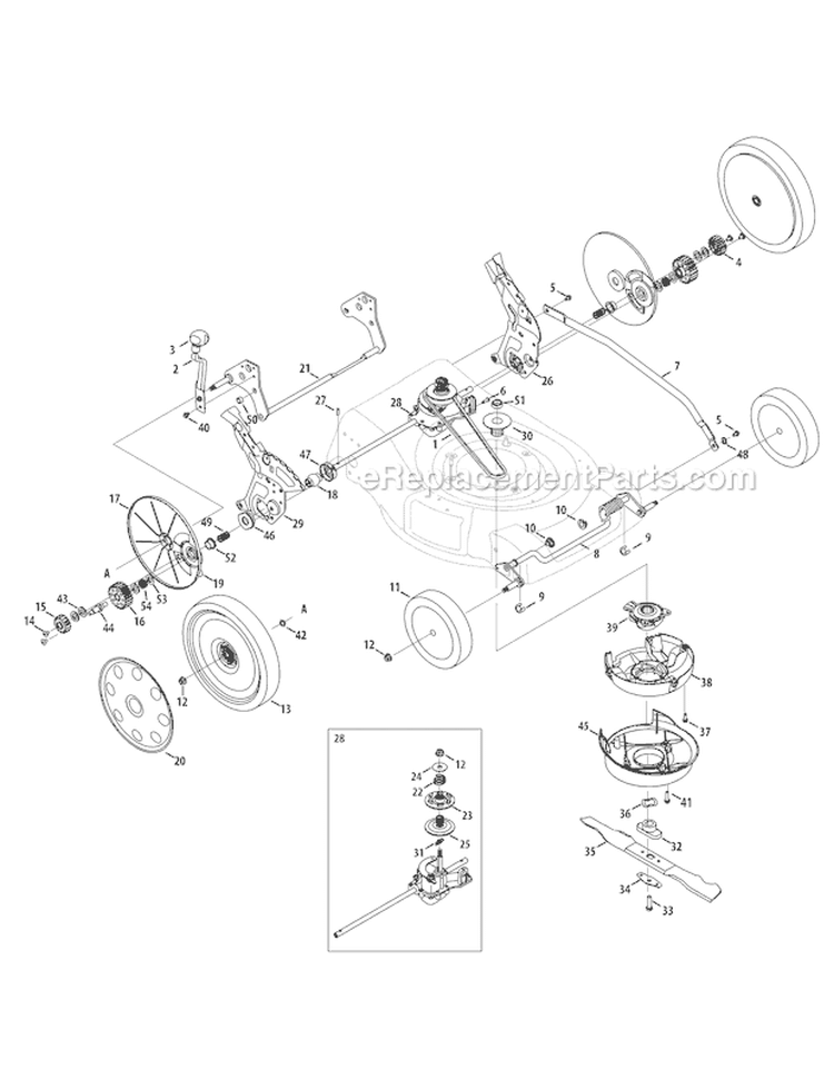 Page A Diagram and Parts List for 12AI869F011 2010 Troy-Bilt Lawn Mower