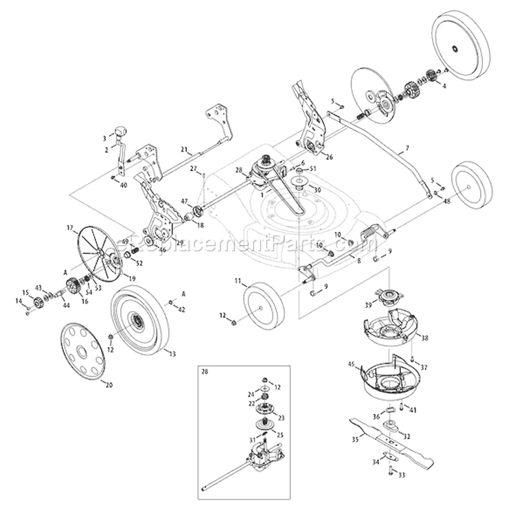 Page A Diagram and Parts List for 12AI869G211 2009 Troy-Bilt Lawn Mower