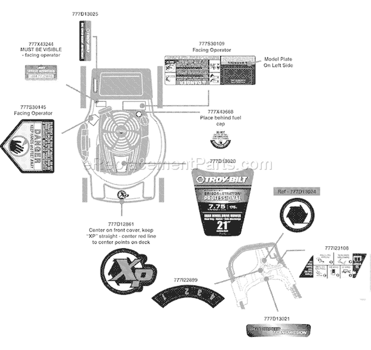 Page C Diagram and Parts List for 12AI869G211 2009 Troy-Bilt Lawn Mower
