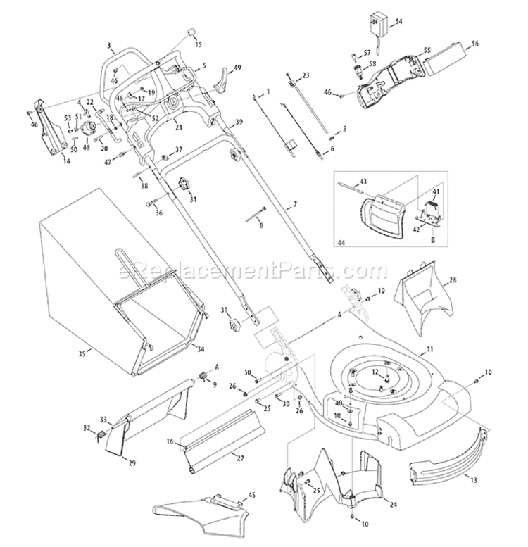Page B Diagram and Parts List for 12AJ836G211 2008 Troy-Bilt Lawn Mower