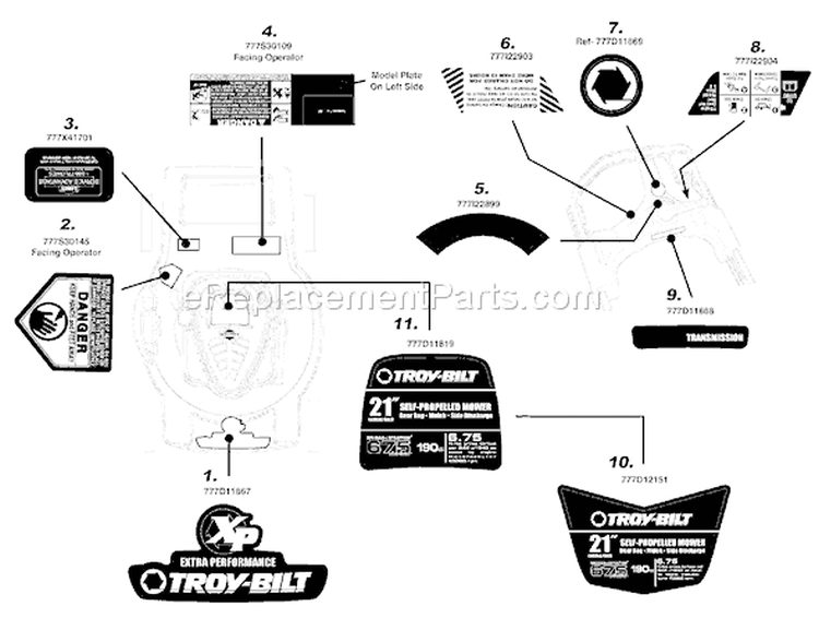 Page C Diagram and Parts List for 12AJ836G211 2008 Troy-Bilt Lawn Mower