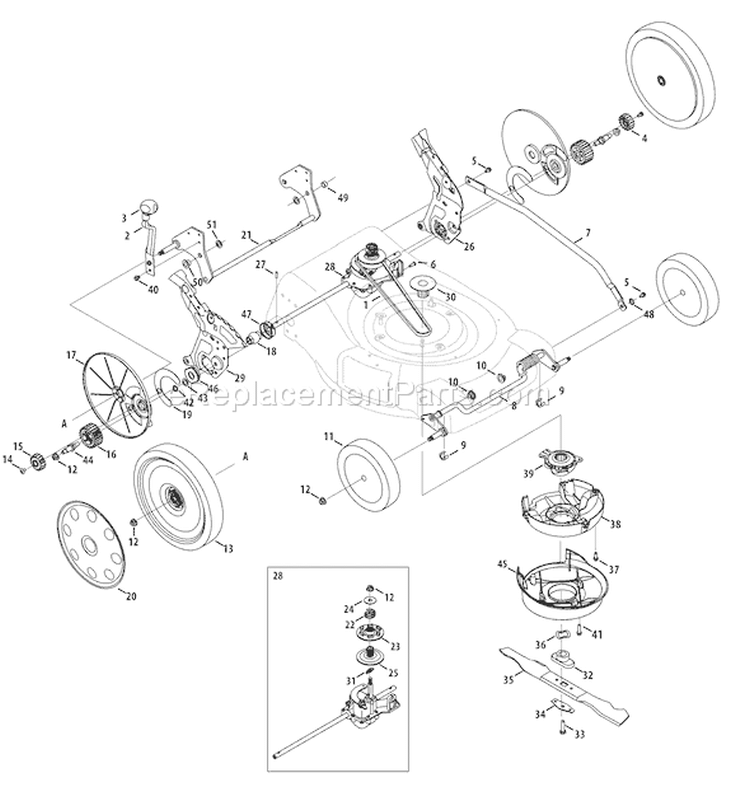 Page A Diagram and Parts List for 12AJ866G266 2008 Troy-Bilt Lawn Mower