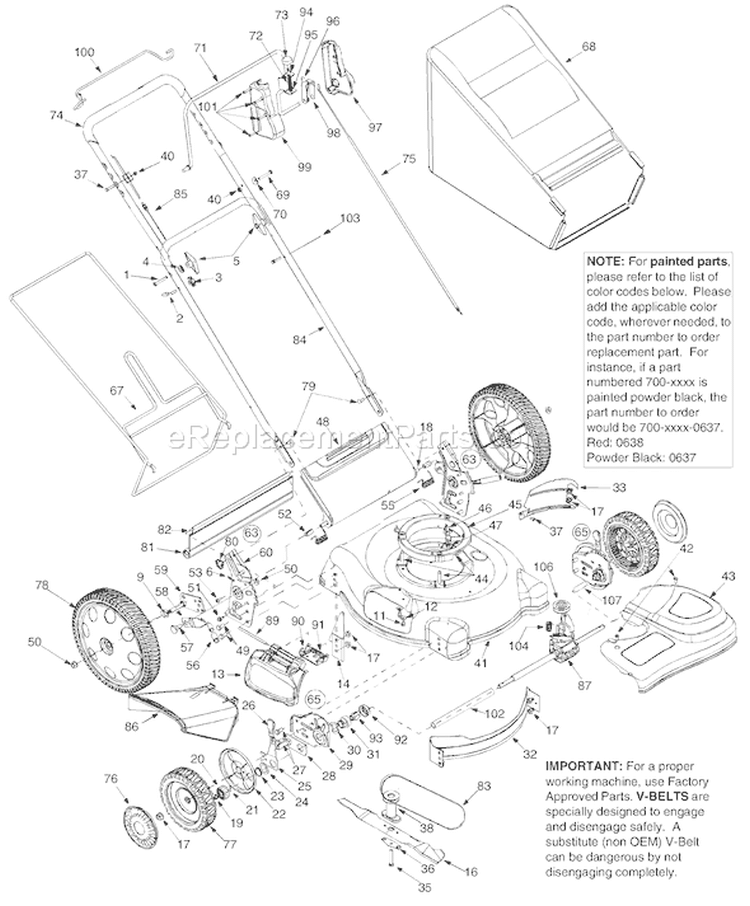 Page A Diagram and Parts List for 12AS569O063 2003 Troy-Bilt Lawn Mower