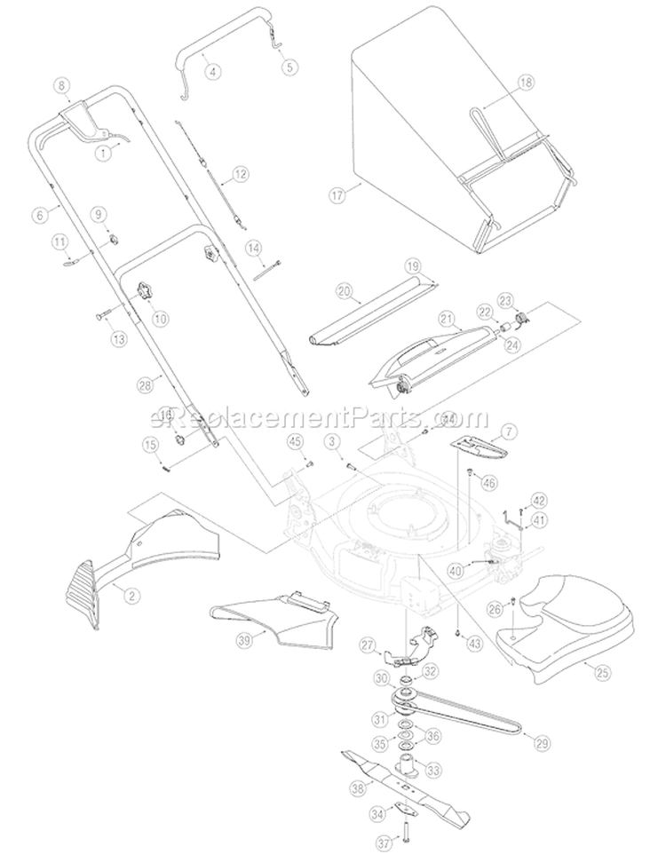Page B Diagram and Parts List for 12AV565Q711 2006 Troy-Bilt Lawn Mower
