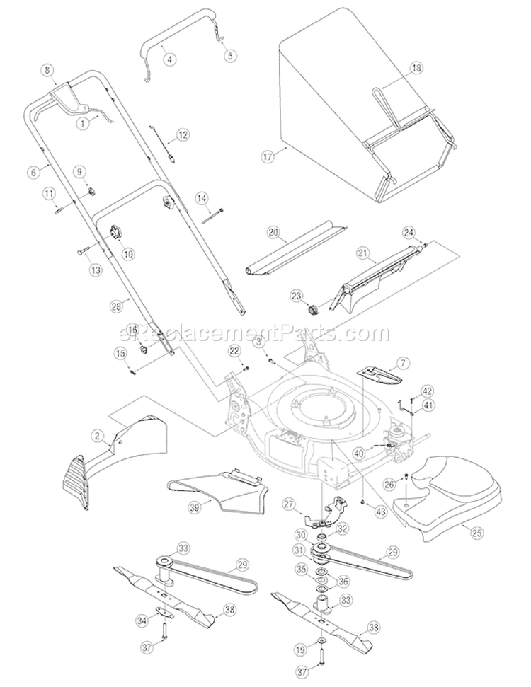 Page B Diagram and Parts List for 12AV565Q711 2007 Troy-Bilt Lawn Mower