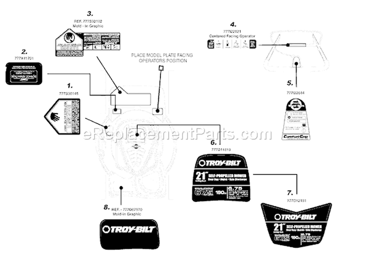 Page C Diagram and Parts List for 12AV566M011 2008 Troy-Bilt Lawn Mower