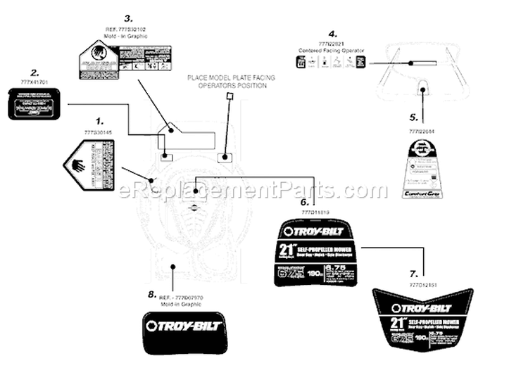 Page C Diagram and Parts List for 12AV566M066 2008 Troy-Bilt Lawn Mower