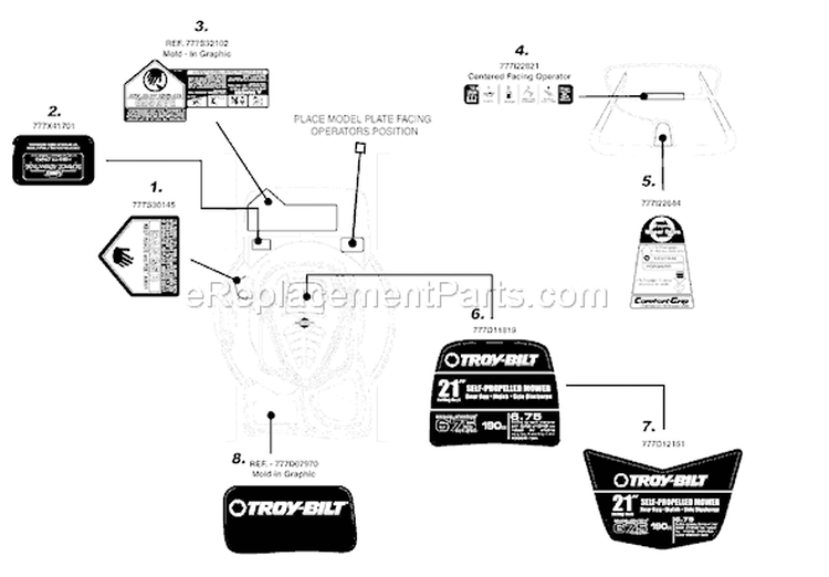 Page C Diagram and Parts List for 12AV566N211 2008 Troy-Bilt Lawn Mower