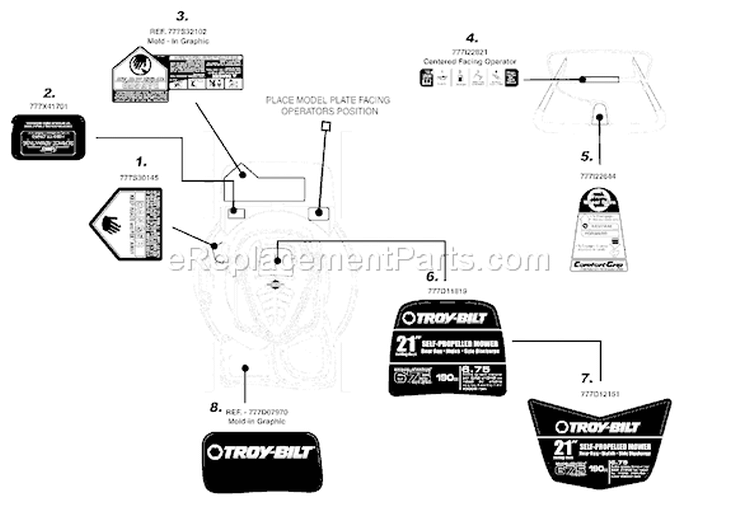 Page C Diagram and Parts List for 12AV566N266 2008 Troy-Bilt Lawn Mower