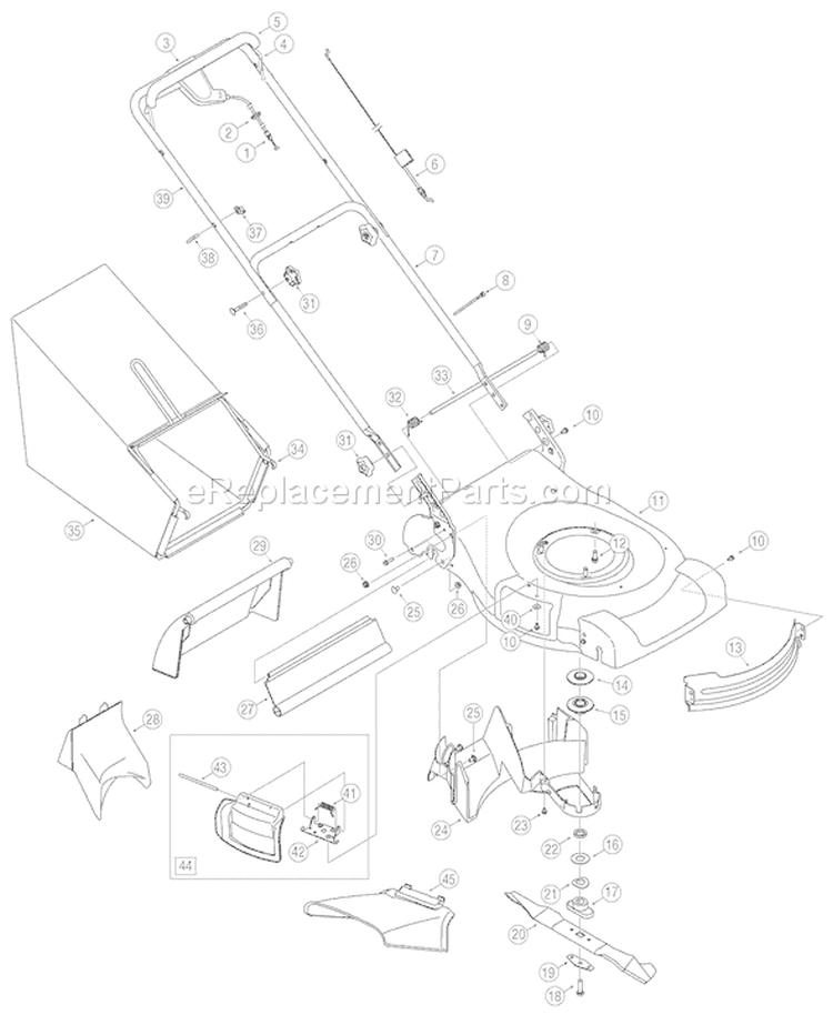 Page B Diagram and Parts List for 12AV838Q766 2006 Troy-Bilt Lawn Mower