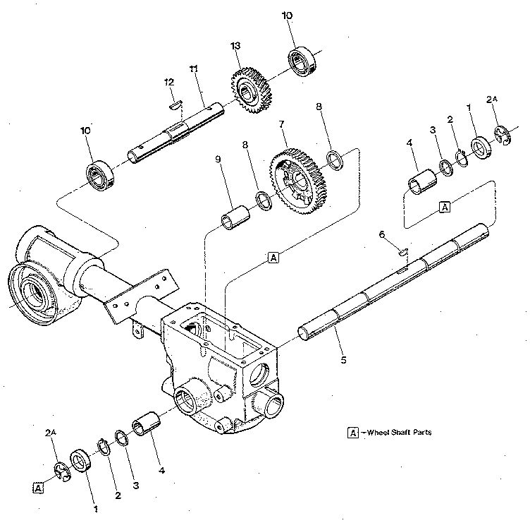 Wheel Shaft And Tiller Shaft Assemblies Diagram and Parts List for JUNIOR M0100970 AND UP Troy-Bilt Tiller