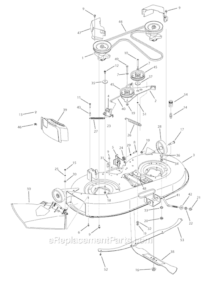 Deck Assembly Diagram and Parts List for 13AN77KG011 Pony -2008 Troy-Bilt Lawn Tractor