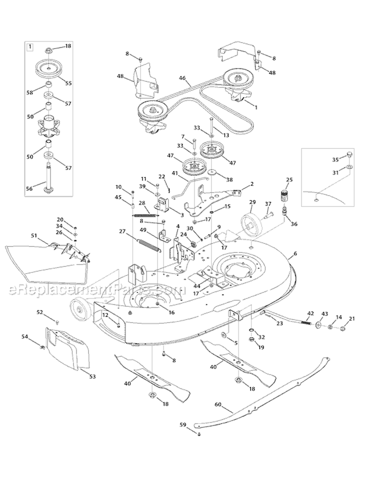 Mower Deck 42 Inch Diagram and Parts List for 13AN77KG011 Pony -2009 Troy-Bilt Lawn Tractor